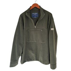 Polo Sport Ralph Lauren Mens Green Fleece Quarter-Zip Pullover Sweater With Fron